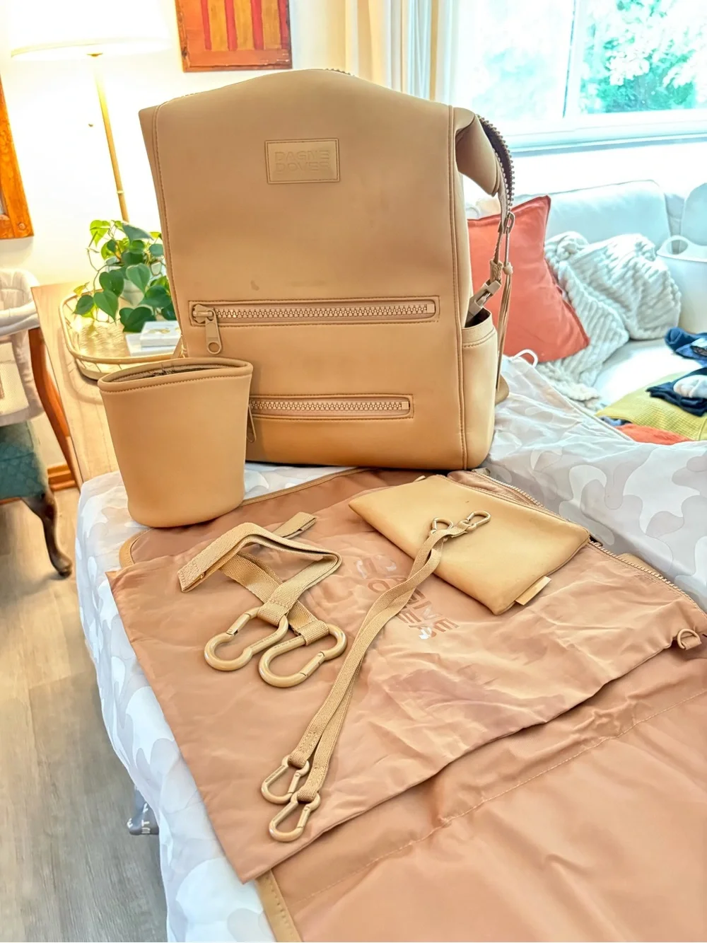 DAGNE DOVER INDI NEOPRENE DIAPER BACKPACK IN CAMEL